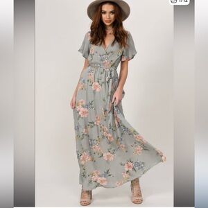 Anthropologie ILLA ILLA Floral Maxi Dress Sage Size S